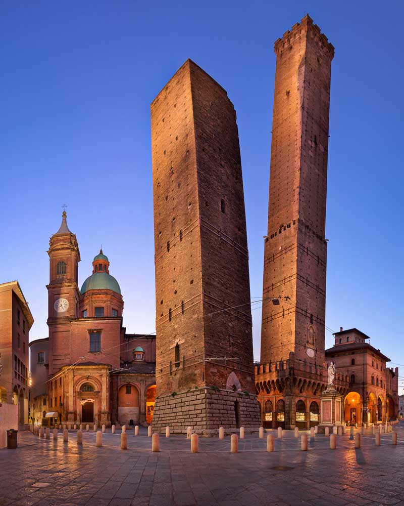 ANSHAR PHOTOGRAPHY 001 Two Towers and Chiesa di San Bartolomeo in the Morning Bologna Emilia Romagna Italy copy