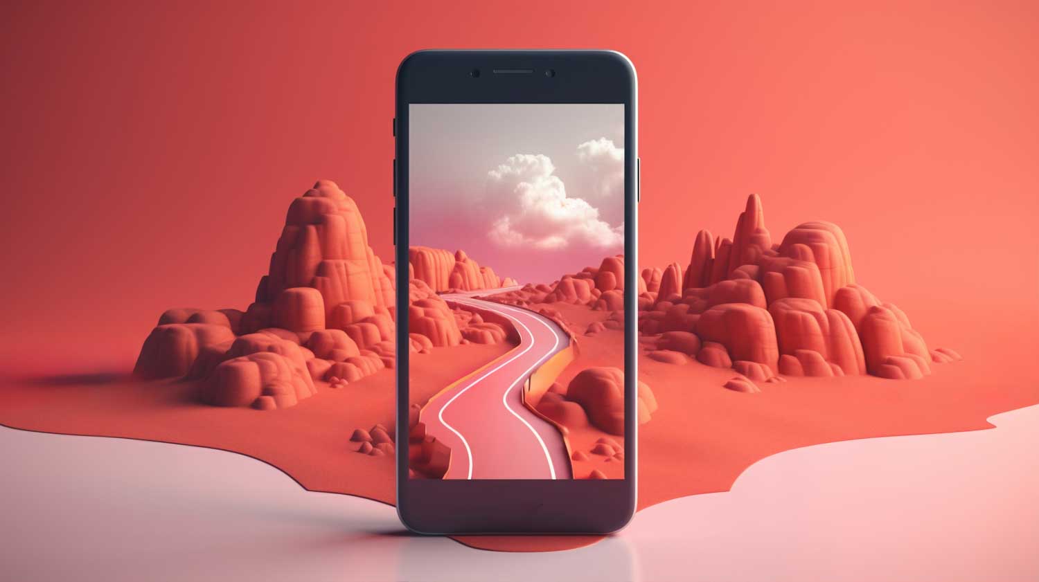 modern smartphgone with live abstract wallpaper coming out screen